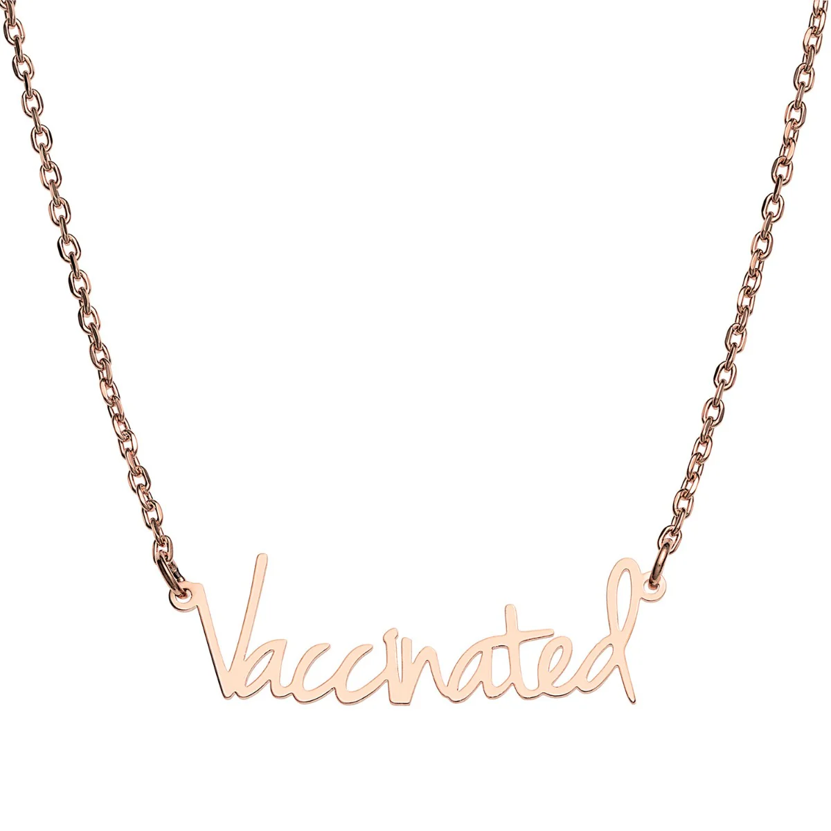 Stainless Steel Petite Fancy Script Vaccinated Necklace - Image 7