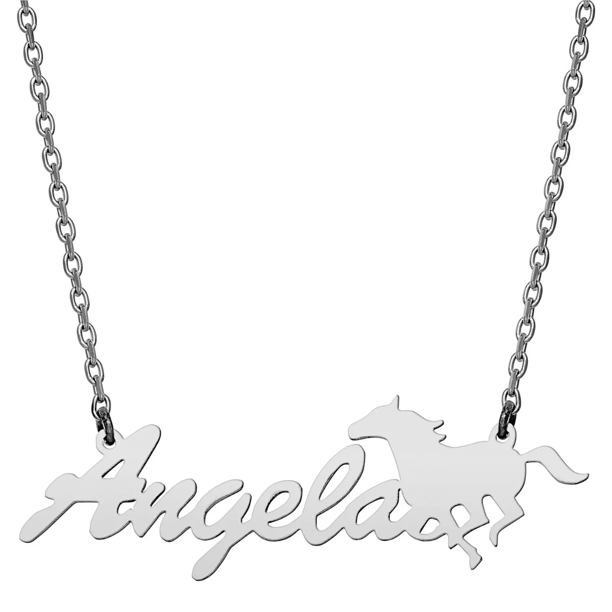 Stainless Steel Script Name with Horse Necklace - Image 2