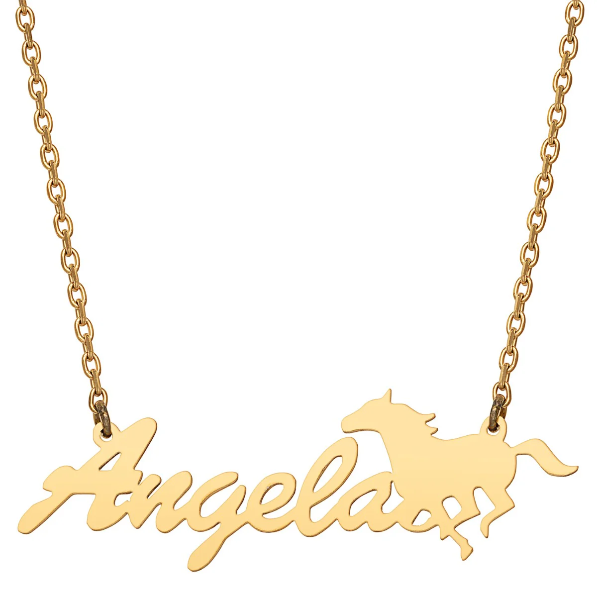 Stainless Steel Script Name with Horse Necklace - Image 3