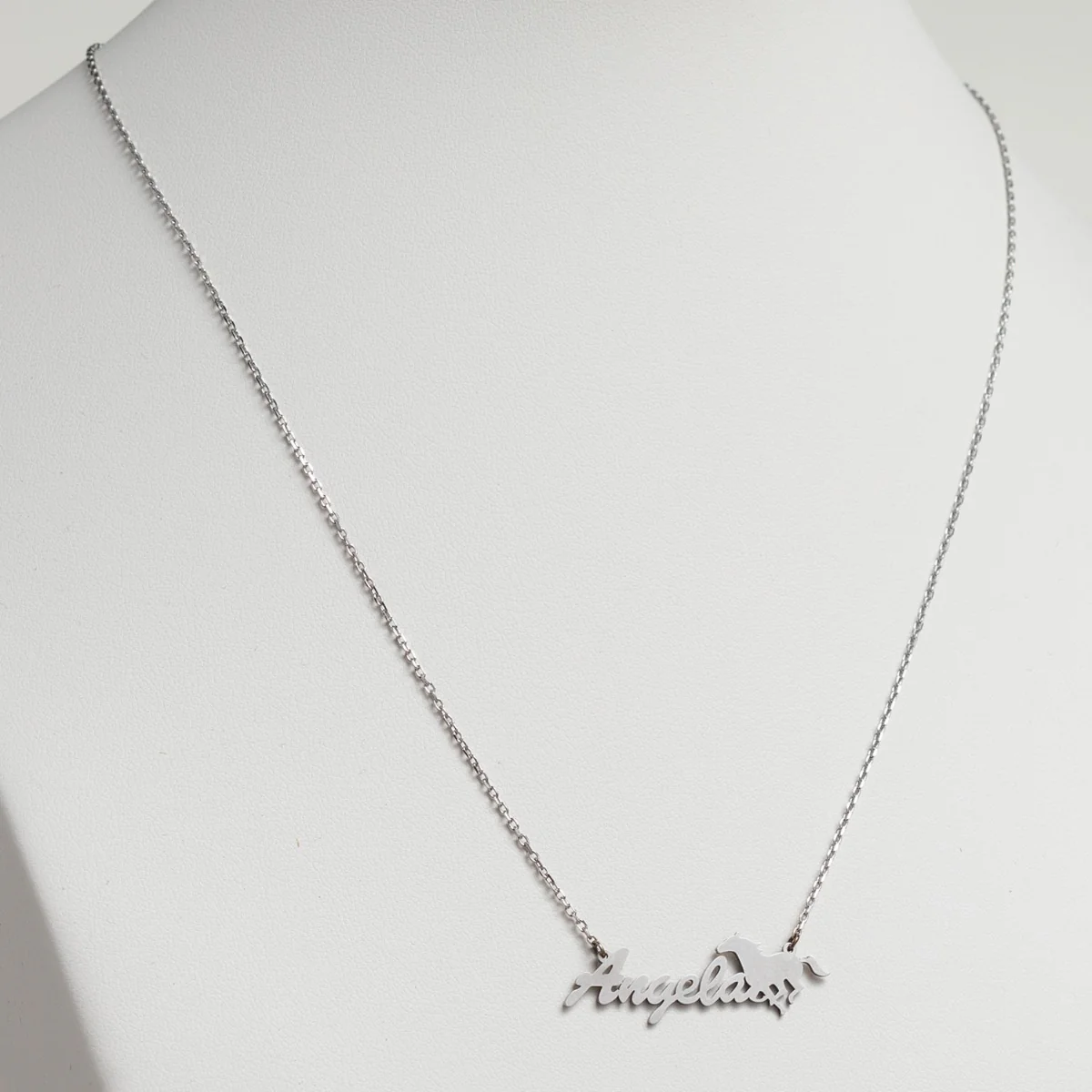 Stainless Steel Script Name with Horse Necklace - Image 4