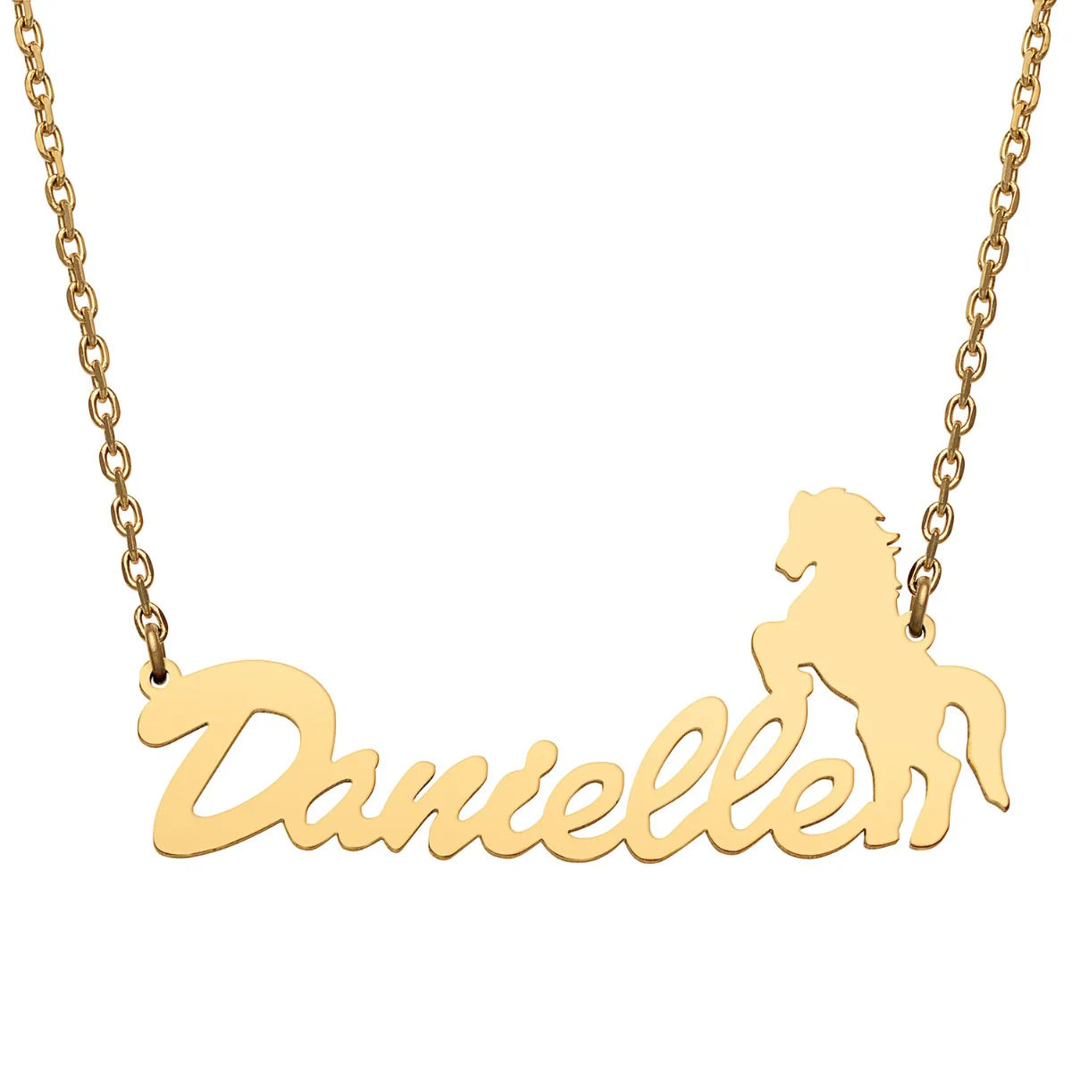 Stainless Steel Script Name with Horse Necklace - Image 3