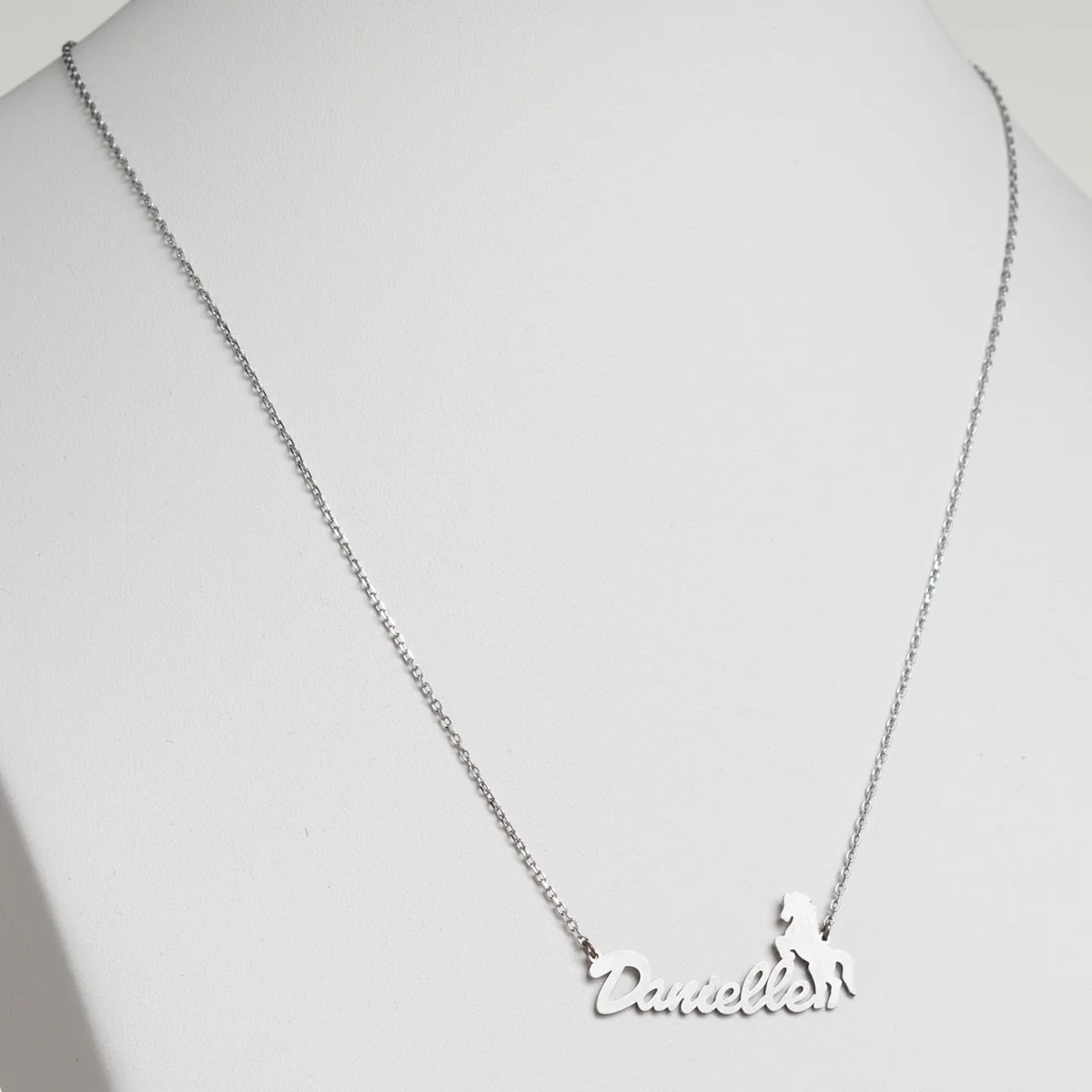 Stainless Steel Script Name with Horse Necklace - Image 4
