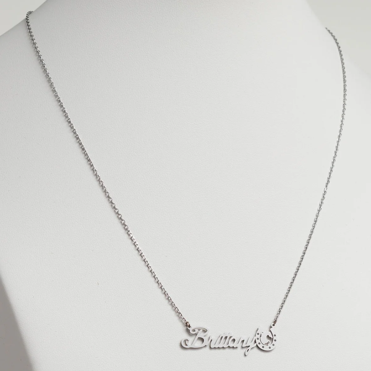 Stainless Steel Script Name with Horseshoe Necklace - Image 4