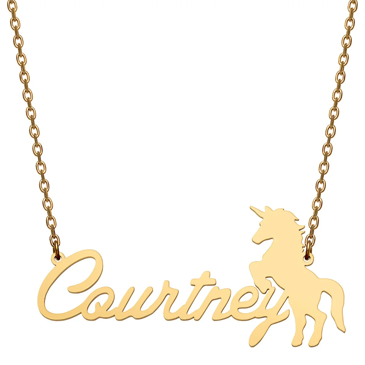 Stainless Steel Script Name with Unicorn Necklace - Image 3