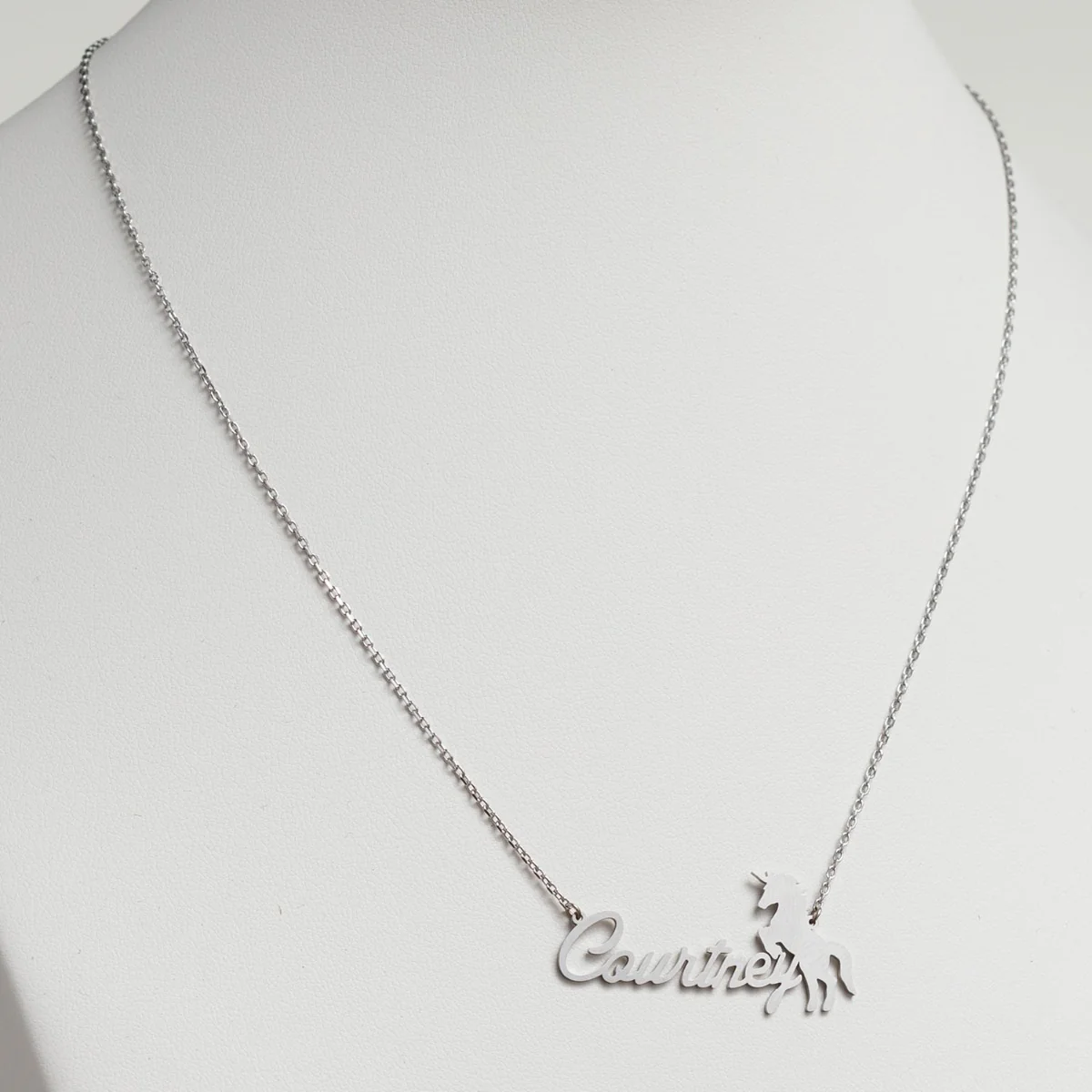 Stainless Steel Script Name with Unicorn Necklace - Image 4