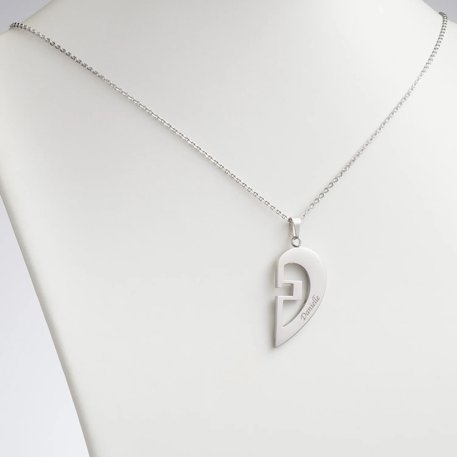 Stainless Steel Two-Tone 2 Piece Shareable Heart Cross Pendant - Image 4
