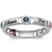 Sterling Family Name & Bezel-Set Birthstone Band - Image 2
