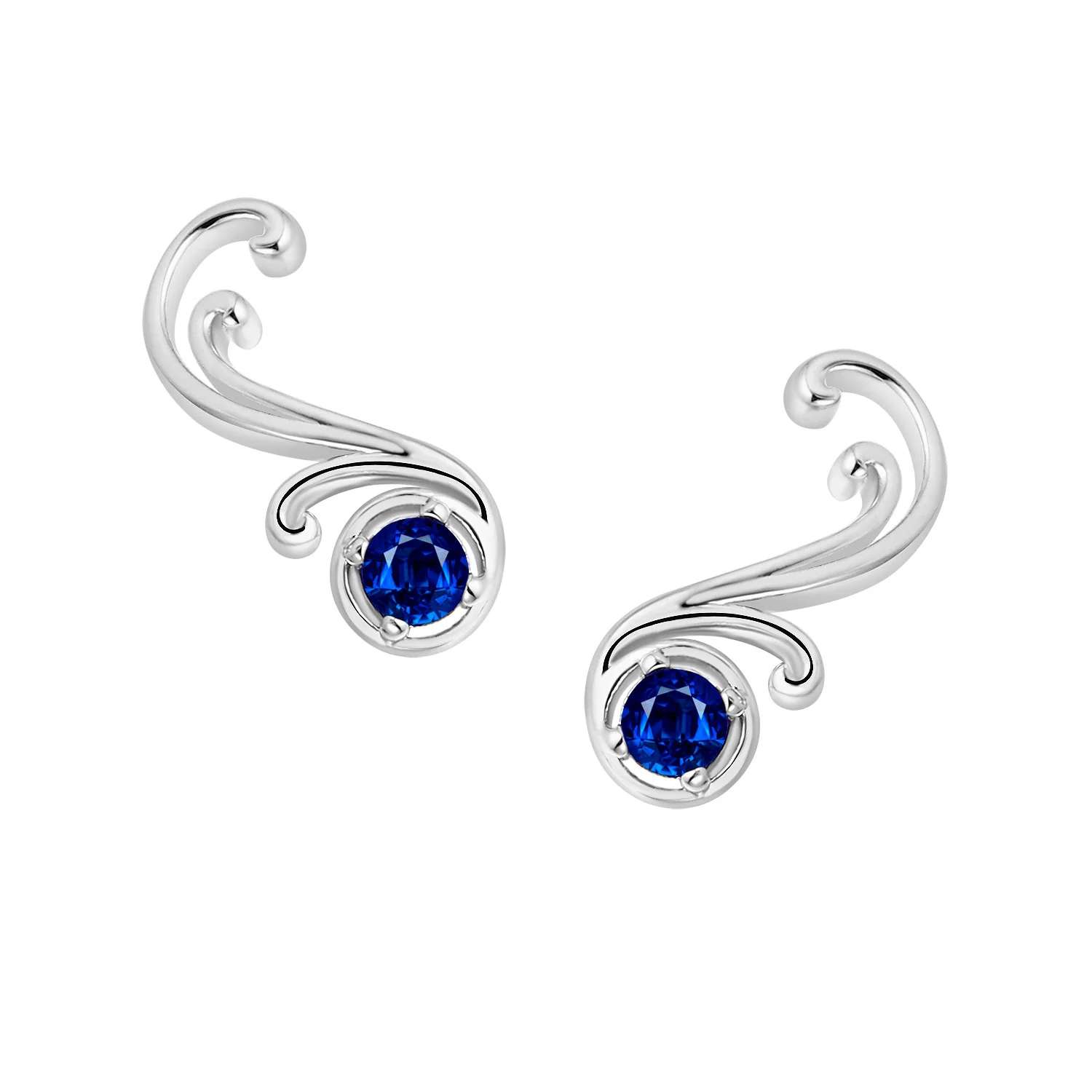Sterling Silver Birthstone Swirl Crawler Earrings - Image 2