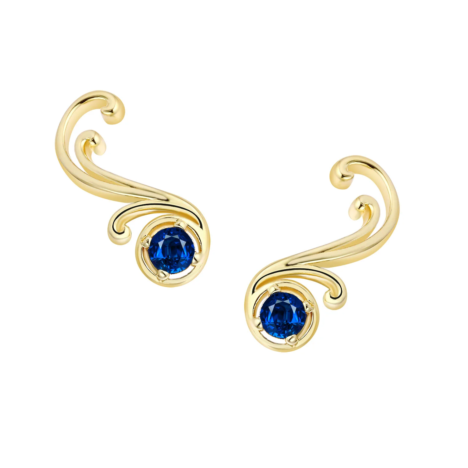Sterling Silver Birthstone Swirl Crawler Earrings - Image 4