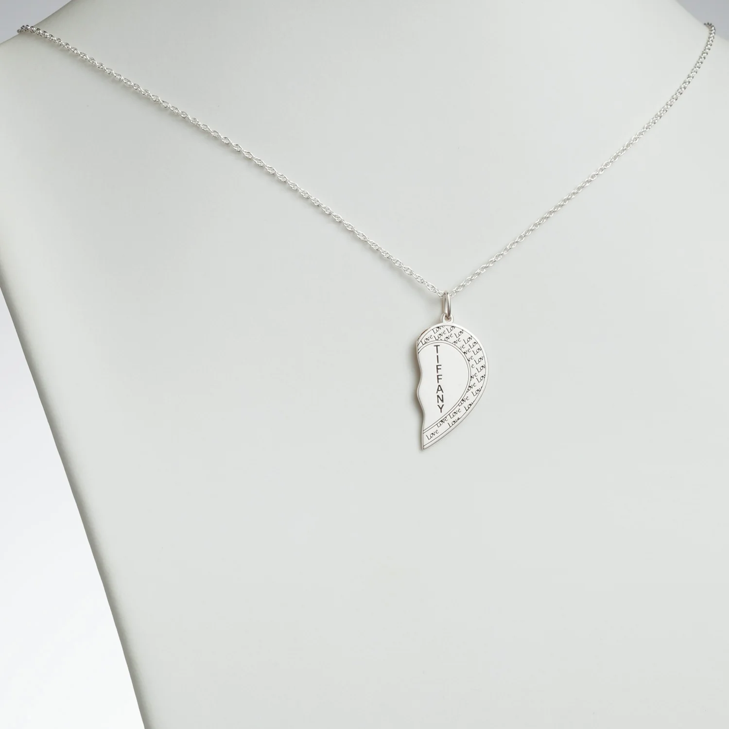 Sterling Silver Couples Name Shareable Heart Necklace - Image 4