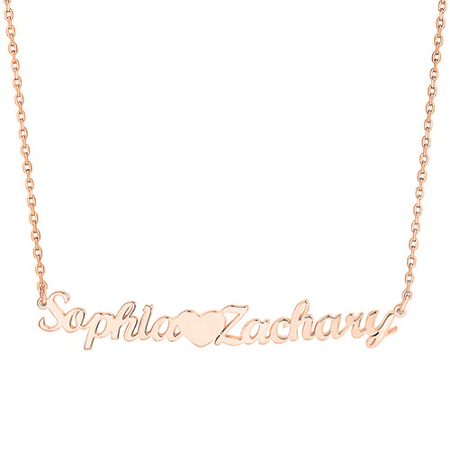 Sterling Silver Couples Name with Heart Pendant - Image 6