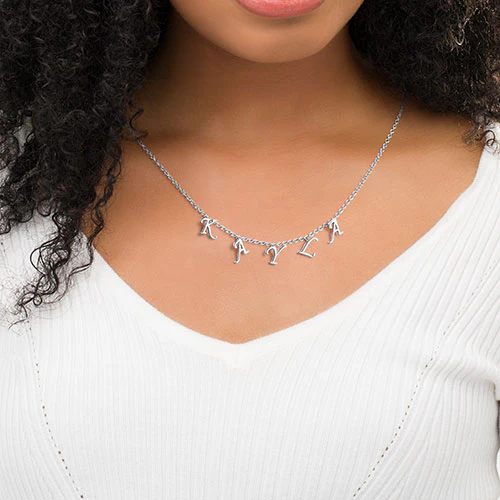 Sterling Silver Dainty Letters Choker Name Necklace - Image 2
