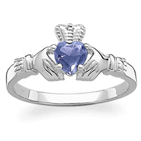 Sterling Silver December Birthstone Claddagh Ring
