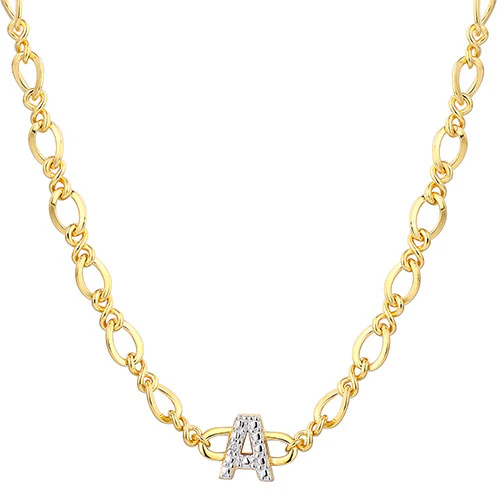 Sterling Silver Diamond Accent Initial Fancy Chain Necklace - Image 2