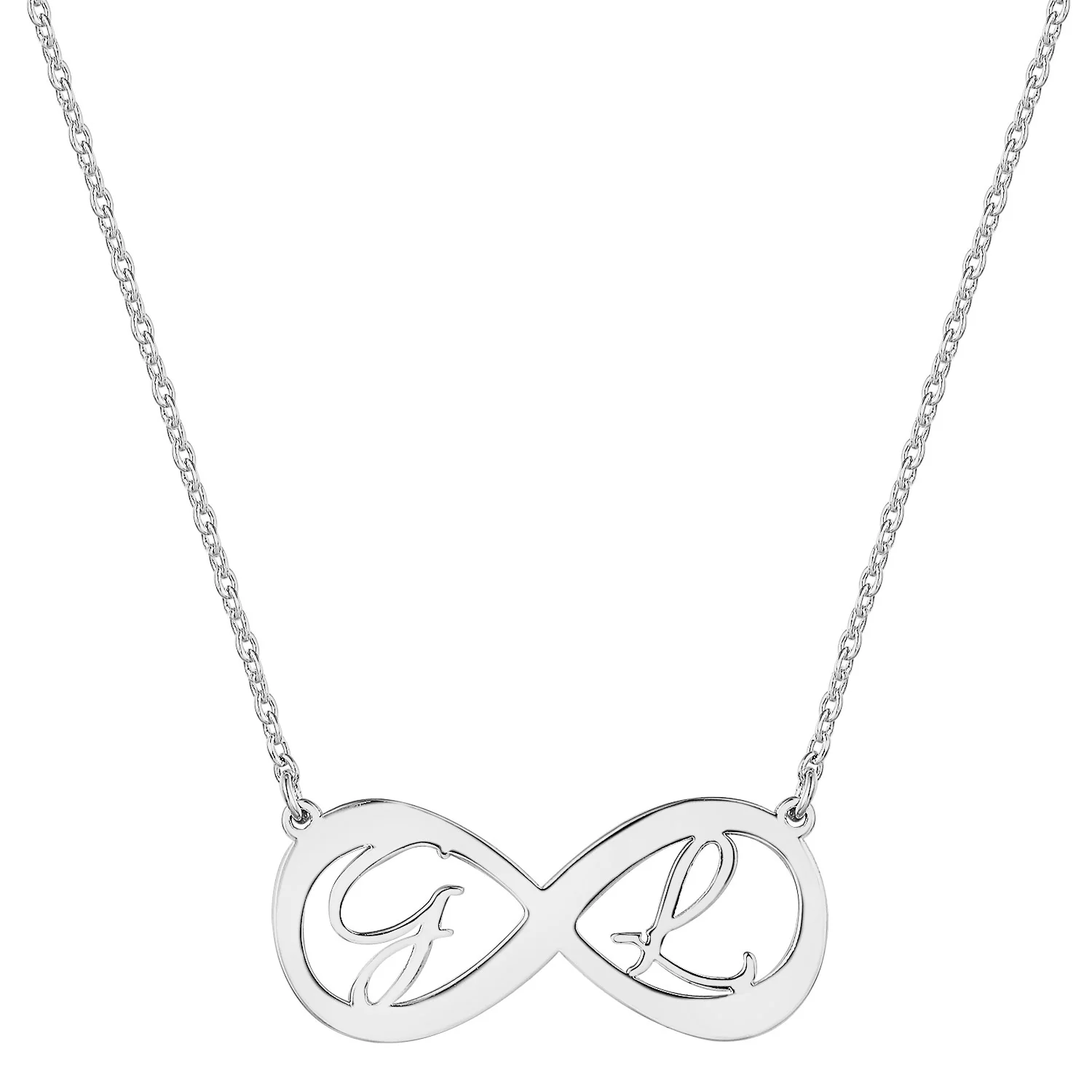 Sterling Silver Double Initial Infinity Necklace - Image 2