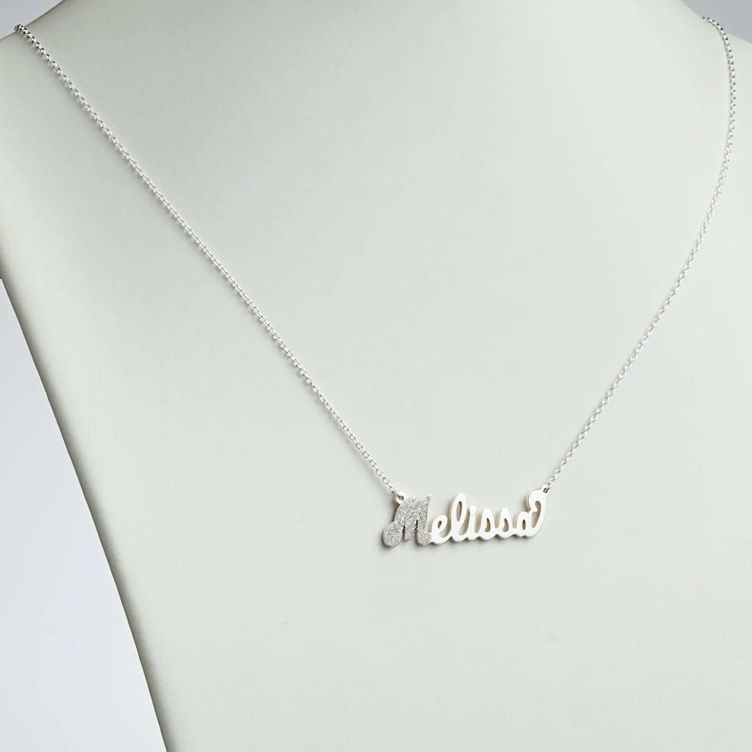 Sterling Silver Dual Finish Name Necklace - Image 2