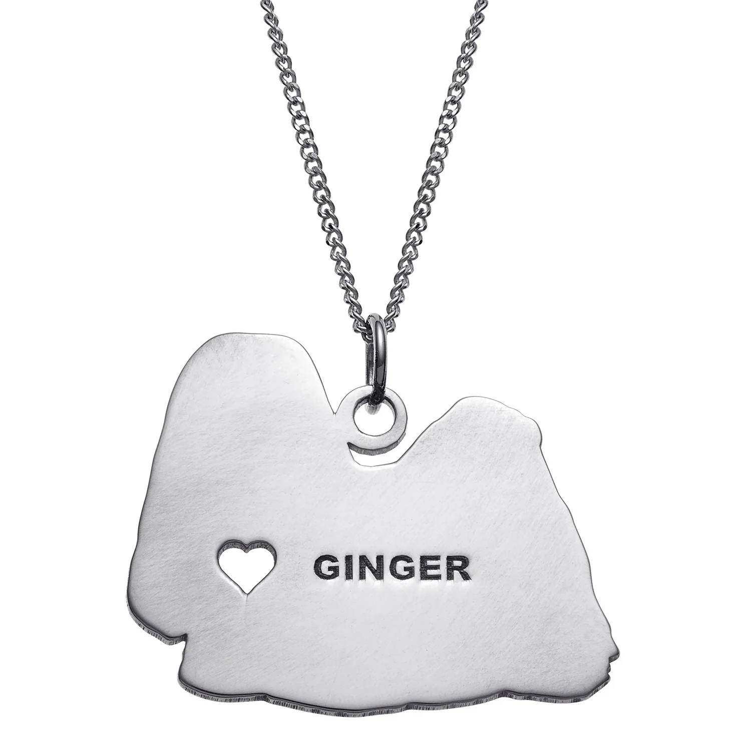 Sterling Silver Engravable Shitzu Dog Necklace