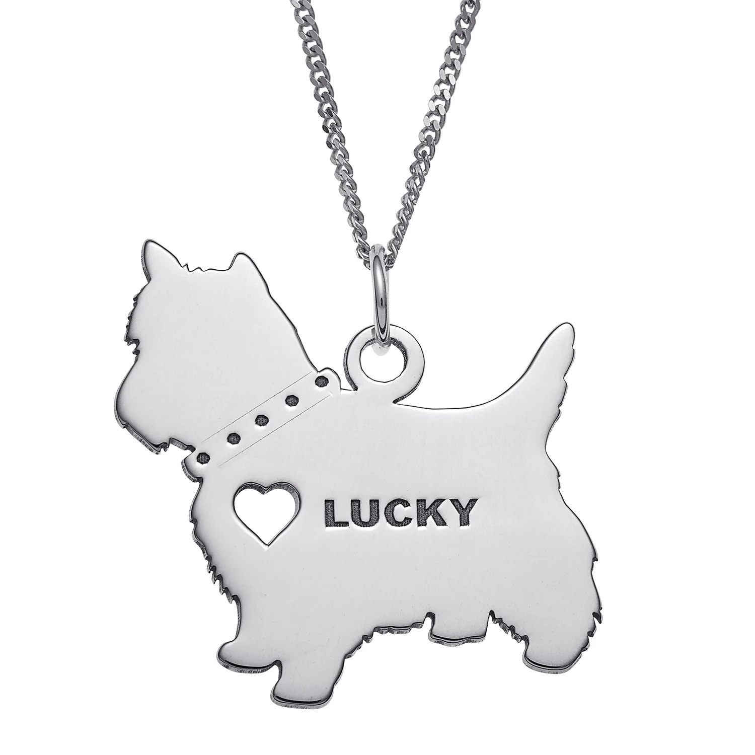 Sterling Silver Engravable Yorkie Dog Necklace
