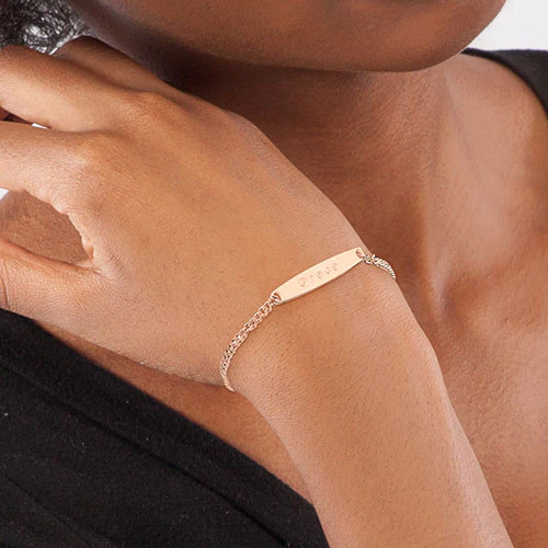Sterling Silver Engraved Bar Curb Chain Bracelet - Image 7