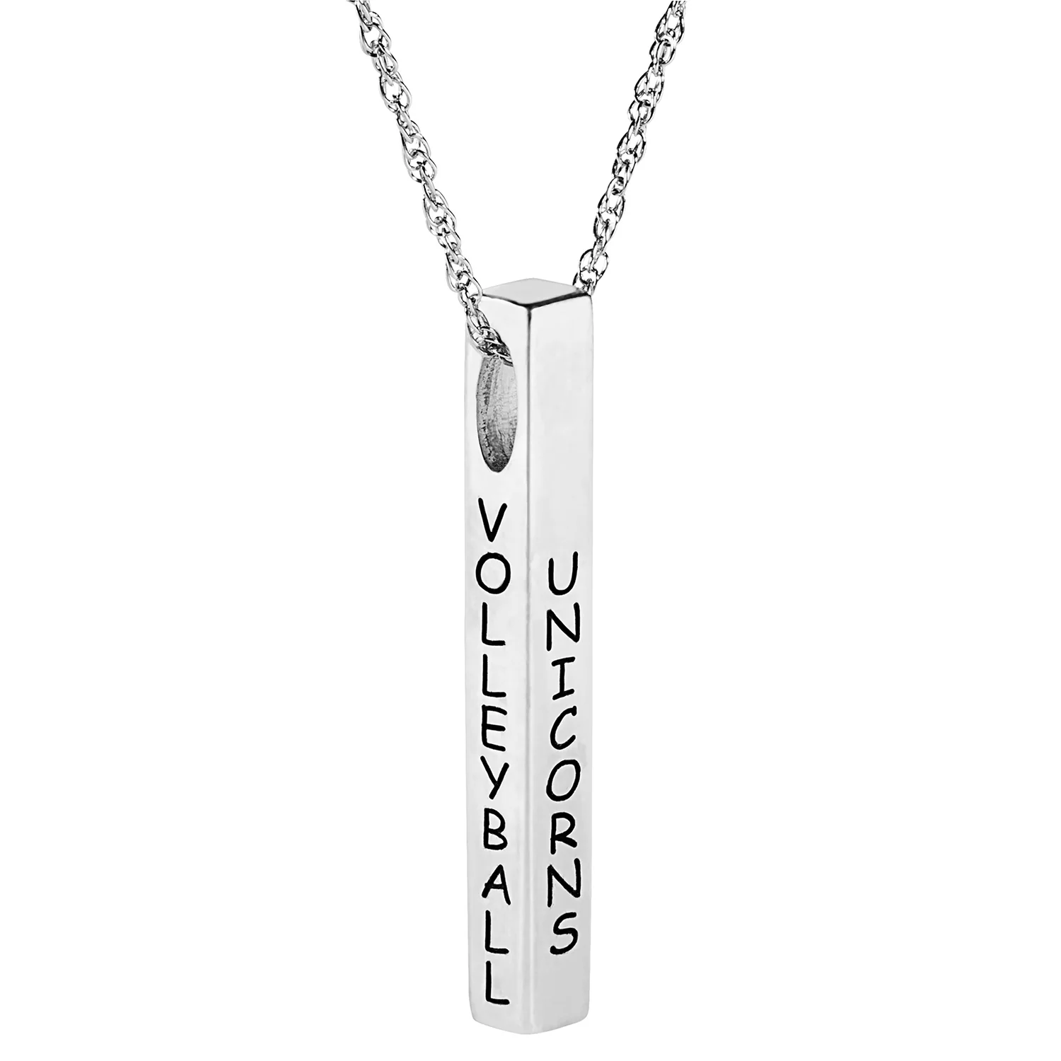 Sterling Silver Engraved Coach 4 Sided Bar Pendant - Image 2