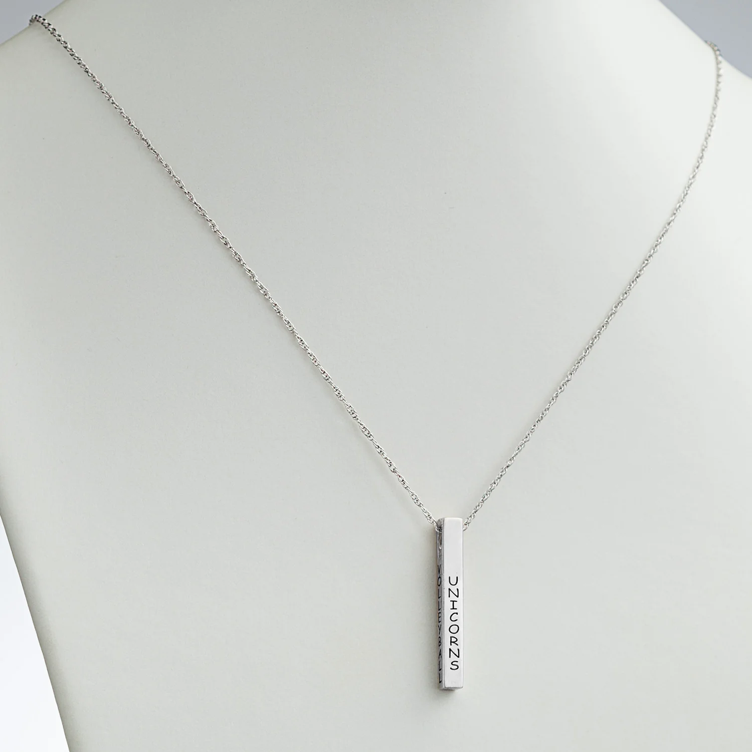Sterling Silver Engraved Coach 4 Sided Bar Pendant - Image 3