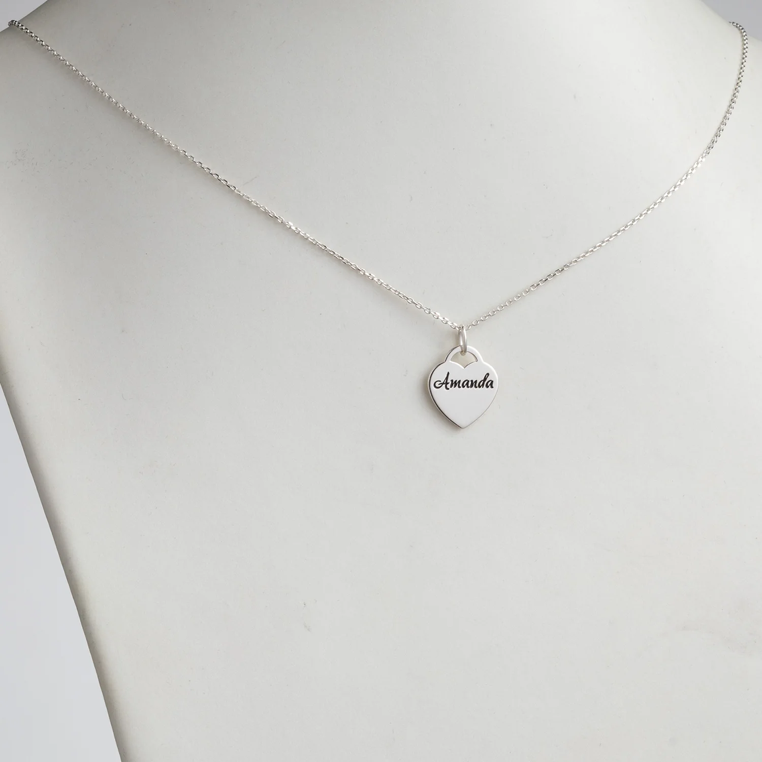 Sterling Silver Engraved Double Heart Necklace - Image 4