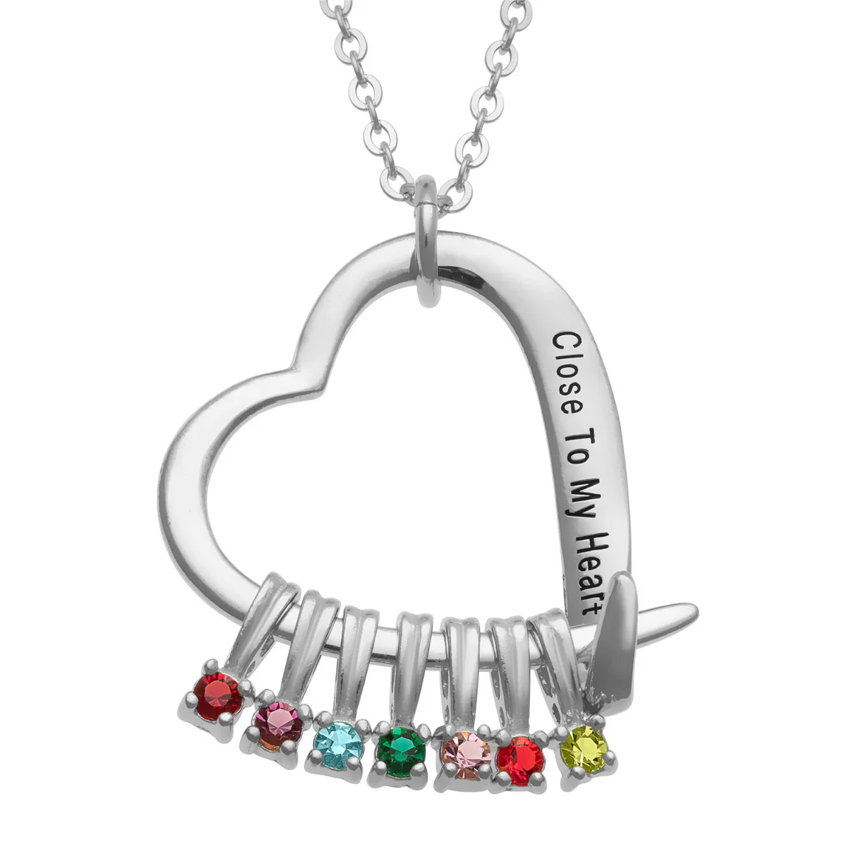 Sterling Silver 'Close to My Heart' Birthstone Slider Necklace