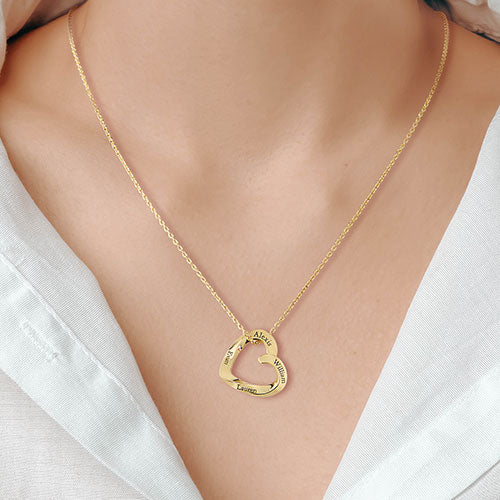 Sterling Silver Engraved Family Name Twisted Heart Necklace - Image 2