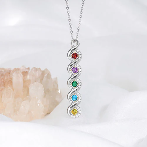 Sterling Silver Engraved Infinity with BS and CZ Accents Necklace - Image 3