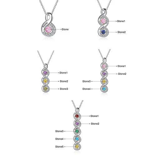 Sterling Silver Engraved Infinity with BS and CZ Accents Necklace - Image 4