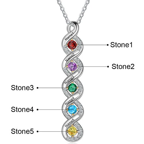 Sterling Silver Engraved Infinity with BS and CZ Accents Necklace - Image 5