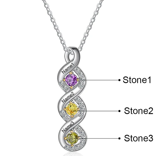 Sterling Silver Engraved Infinity with BS and CZ Accents Necklace - Image 7