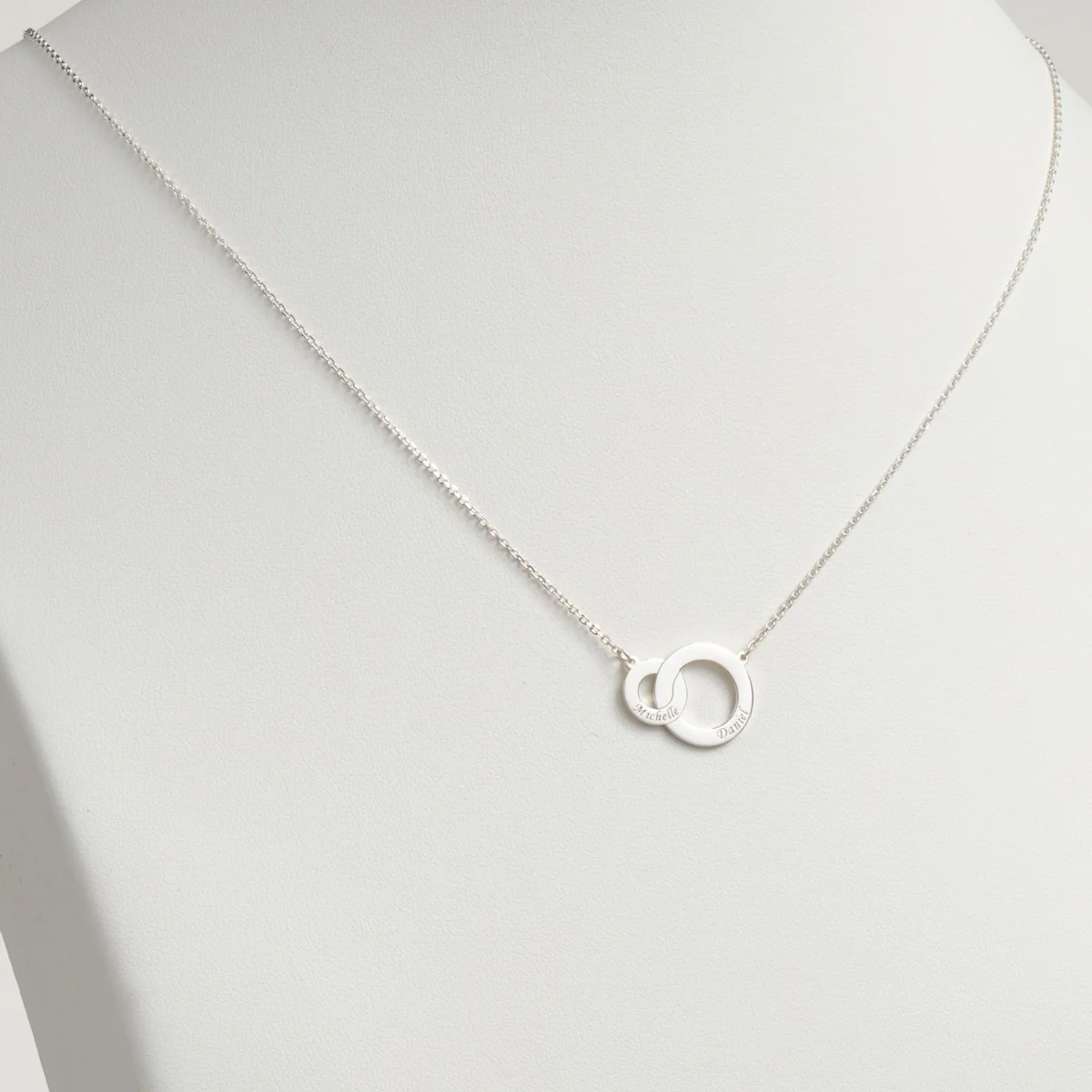 Sterling Silver Engraved Interlocking Circles Necklace - Image 2