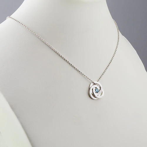 Sterling Silver Engraved Interlocking Circles with Center BS Necklace - Image 3