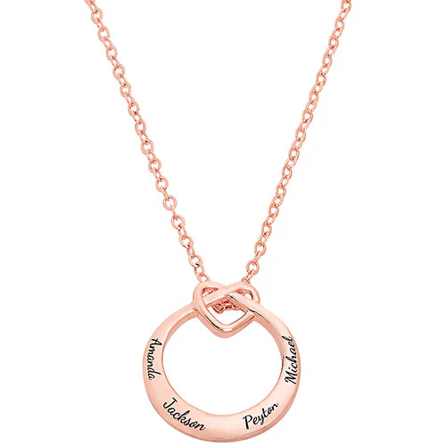 Sterling Silver Engraved Love Knot Circle Necklace - Image 11