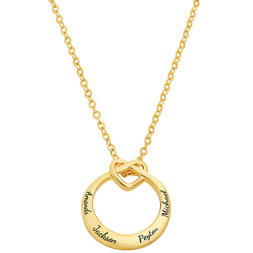 Sterling Silver Engraved Love Knot Circle Necklace - Image 3