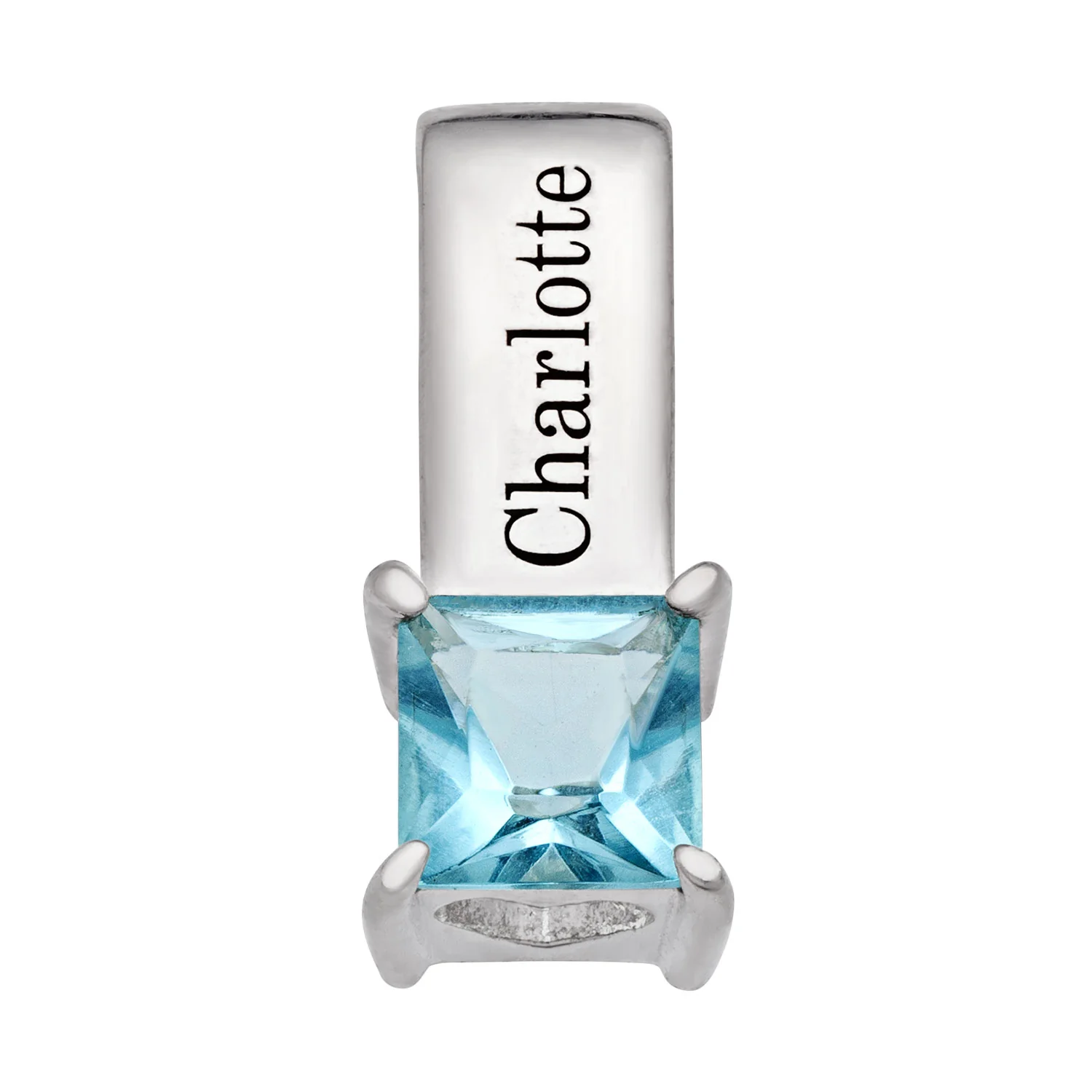Sterling Silver Engraved Name and Birthstone Charm
