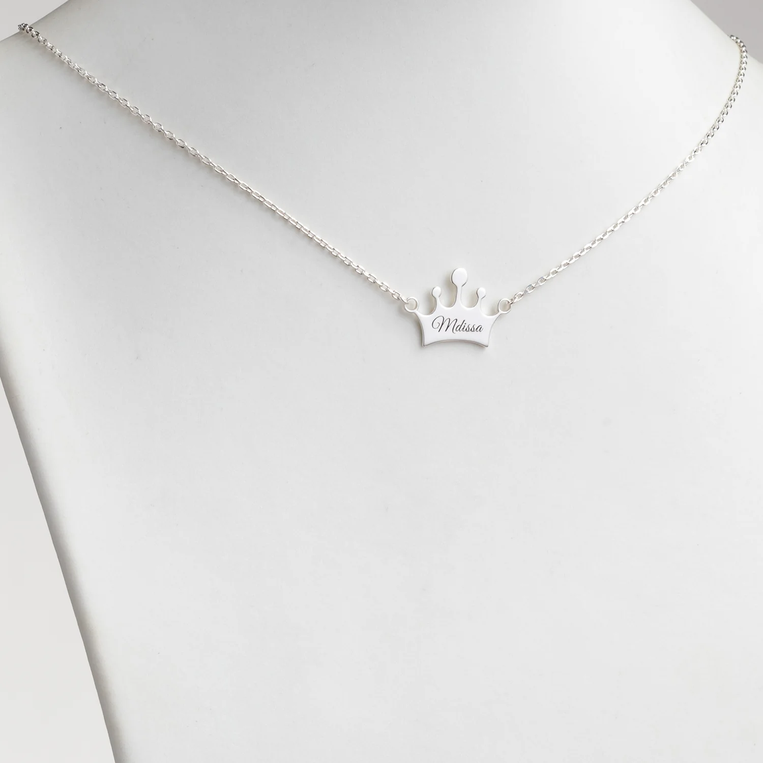Sterling Silver Engraved Name Crown Necklace - Image 2