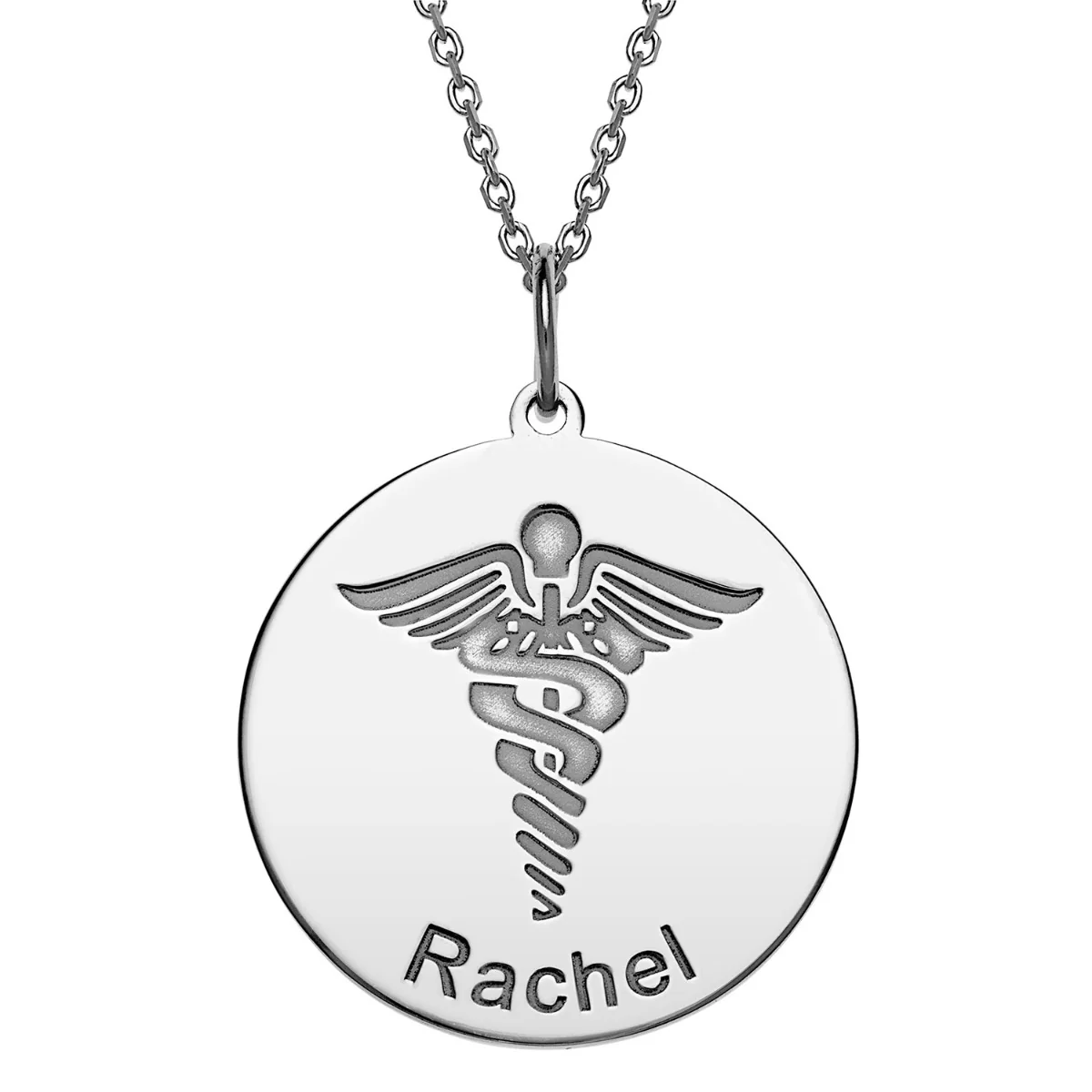 Sterling Silver Engraved Name Occupation Disc Necklace - Image 2
