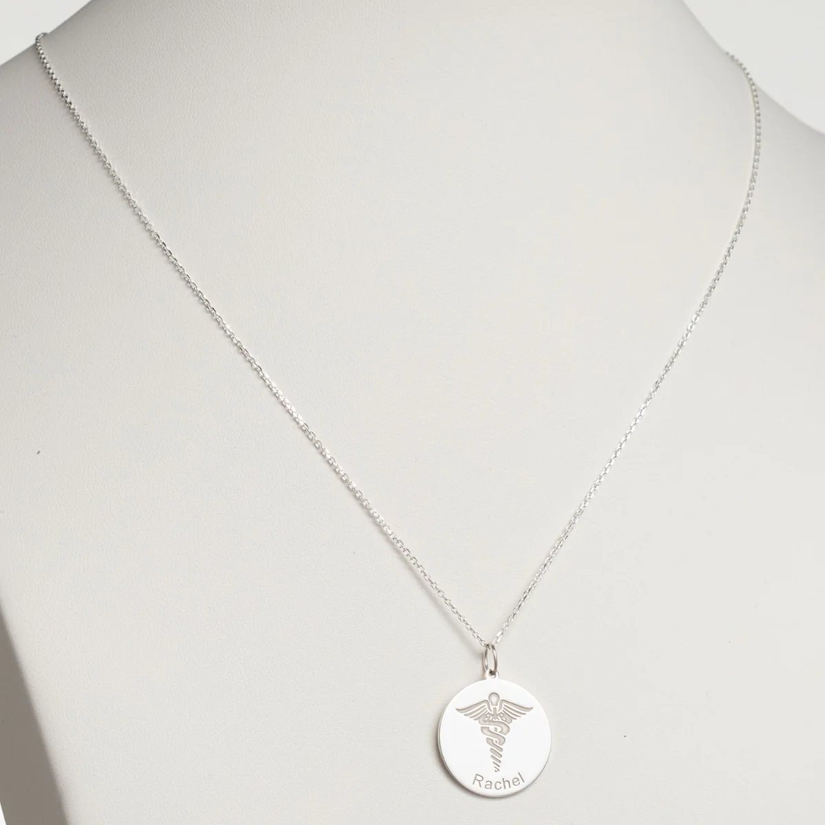 Sterling Silver Engraved Name Occupation Disc Necklace - Image 4