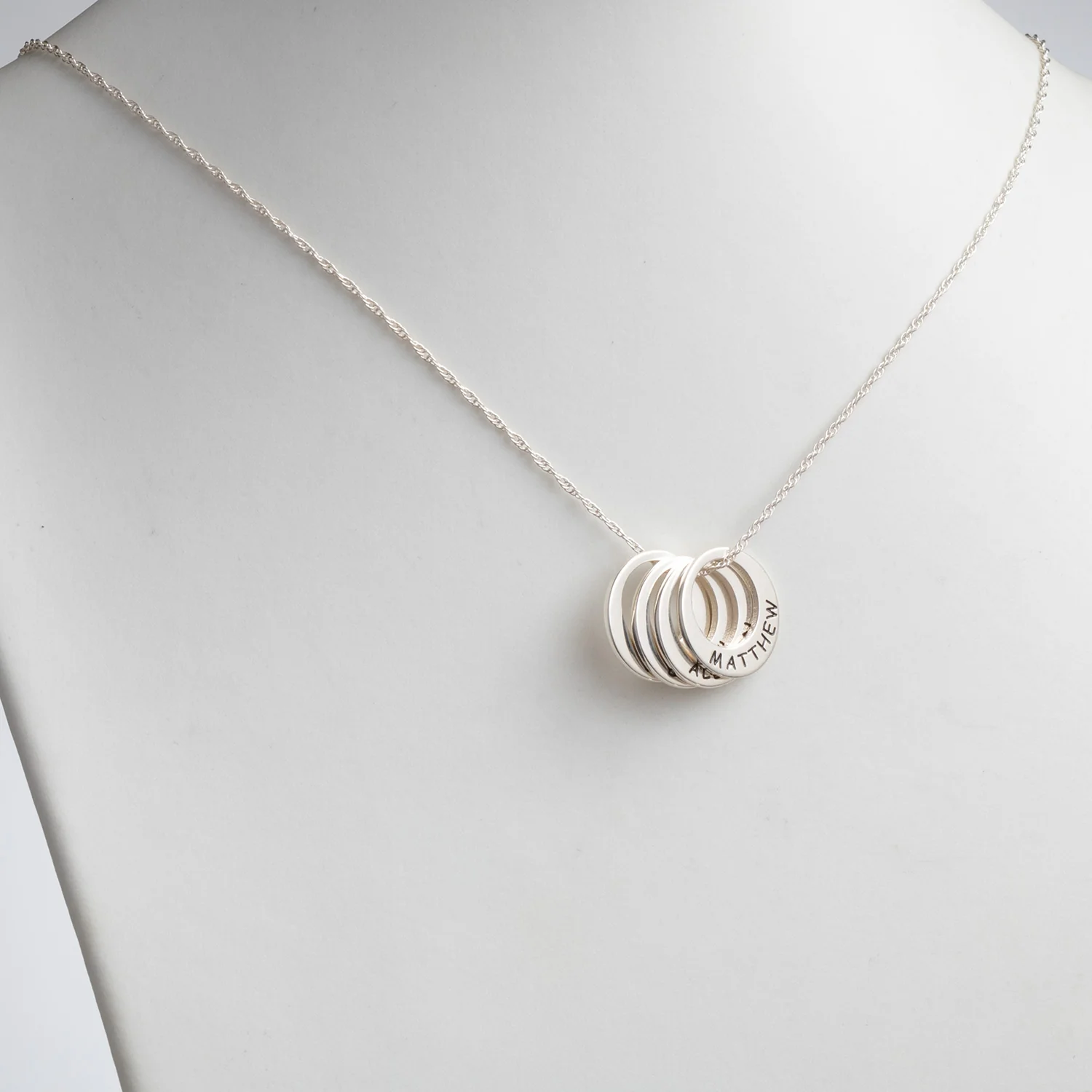 Sterling Silver Engraved Name Open Disc Necklace - 4 Discs - Image 3