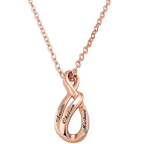 Sterling Silver Engraved Swirl Infinity Necklace - Image 5