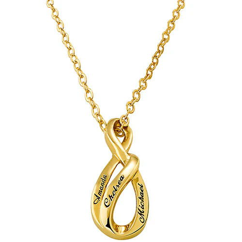 Sterling Silver Engraved Swirl Infinity Necklace - Image 9