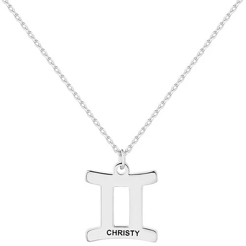 Sterling Silver Engraved Zodiac Sign Necklace - Image 2