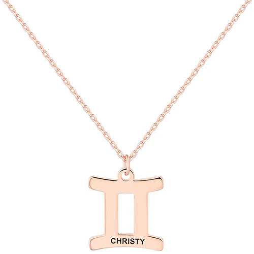 Sterling Silver Engraved Zodiac Sign Necklace - Image 4