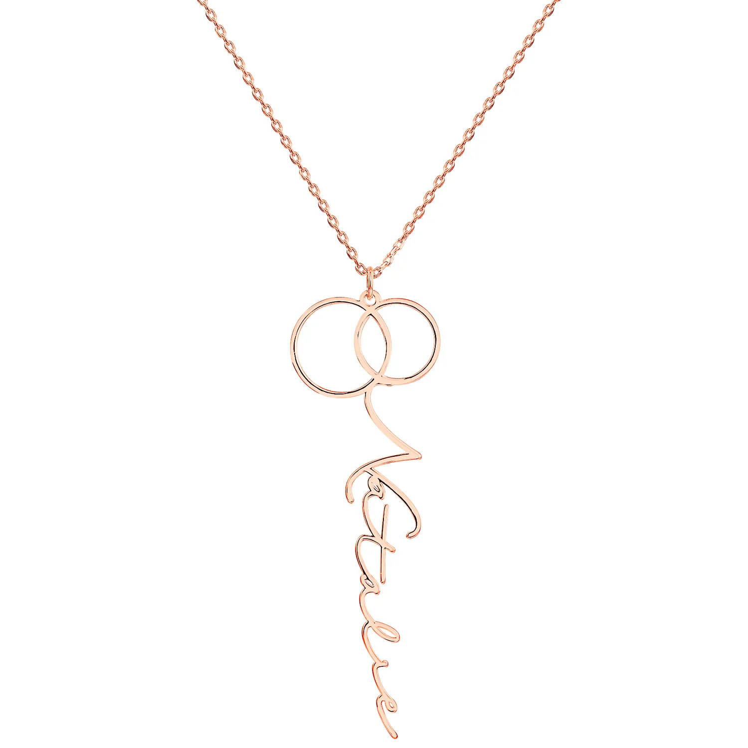 Sterling Silver Entwined Circles Vertical Name Necklace - Image 5