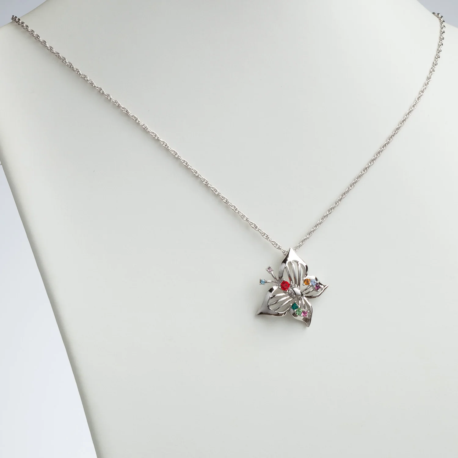 Sterling Silver Family Butterfly Birthstone Pendant - Image 2