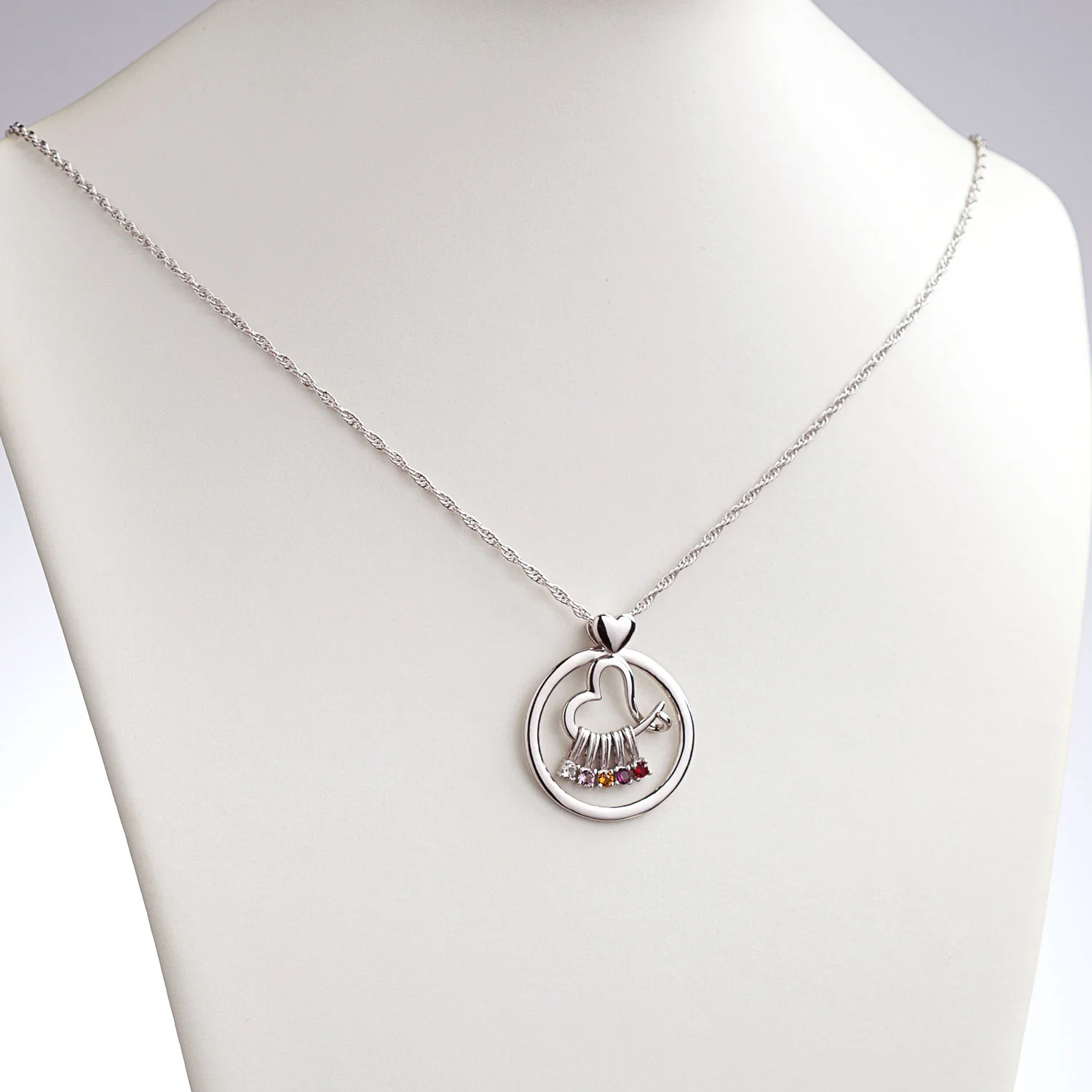 Sterling Silver Family Circle and Heart Slider Pendant - Image 2