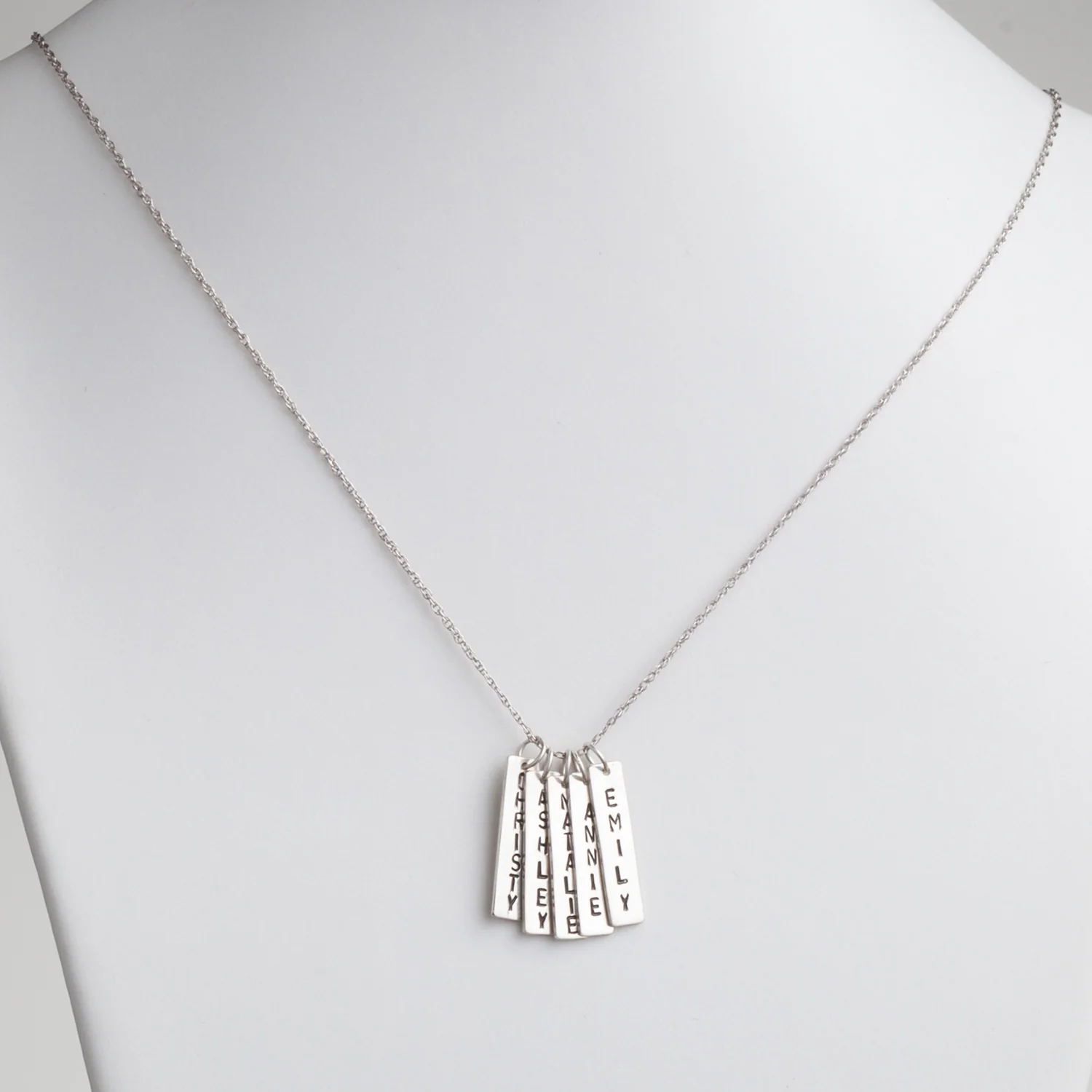 Family Engraved Name Bar Necklace - 5 Names - Image 2