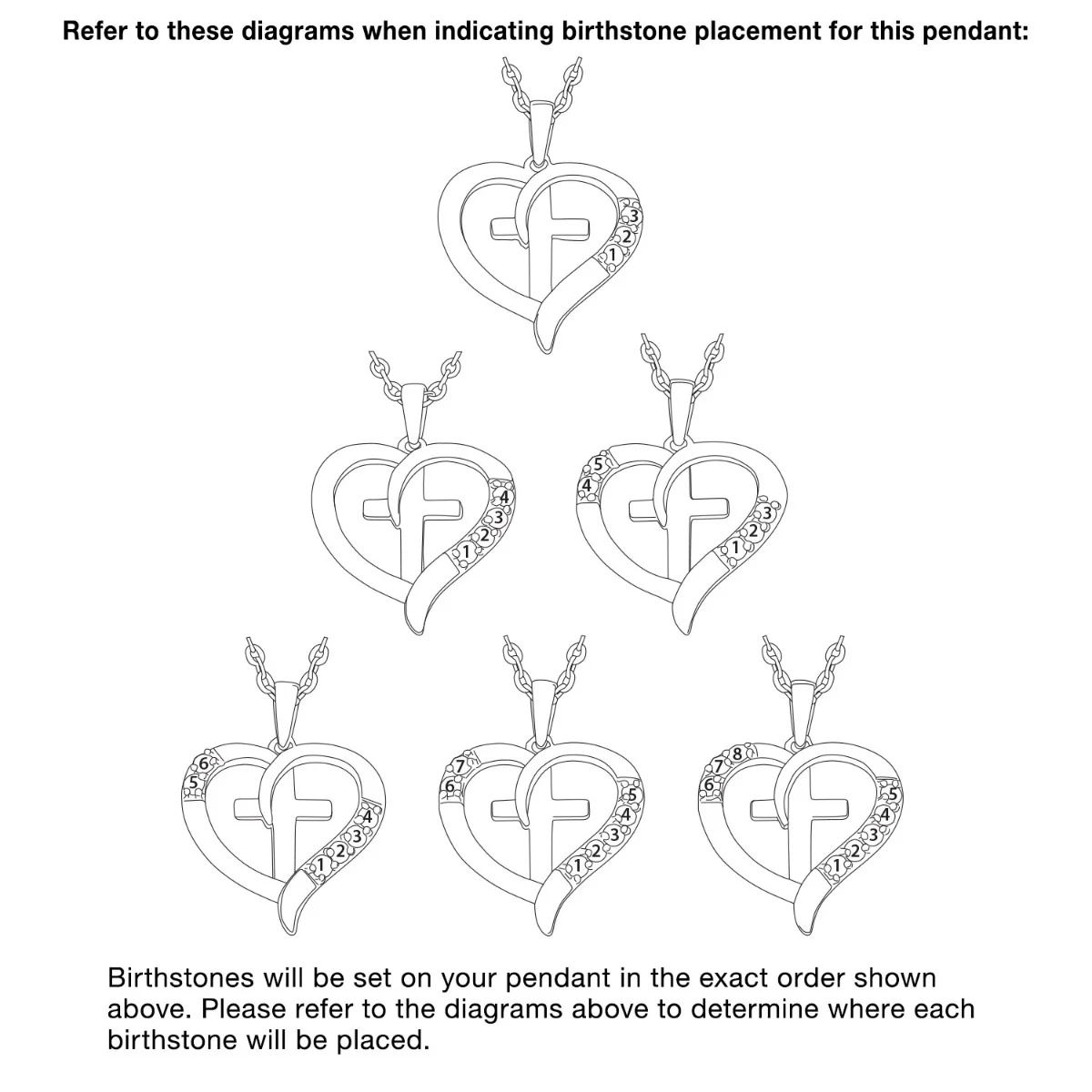 Sterling Silver Family Heart and Cross Birthstone Pendant - Image 9